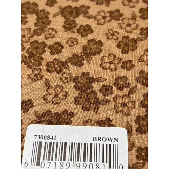 Brown Floral Cotton Fabric Quarter 18" x 21" for Sewing Crafts Quilting By Fabri - Picture 4 of 5